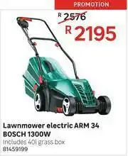 Leroy Merlin Bosch 1300W Arm 34 Electric Lawnmower offer