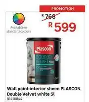 Leroy Merlin Plascon 5L Double Velvet White Wall Paint Interior Sheen offer