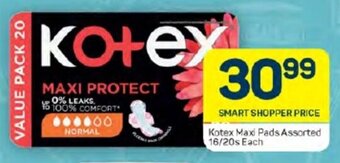 Pick n Pay Kotex Maxi Pads Assorted 16/20s Each offer