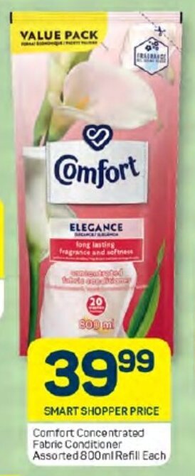 Pick n Pay Comfort Concentrated Fabric Conditioner Assorted 800ml Refill Each offer