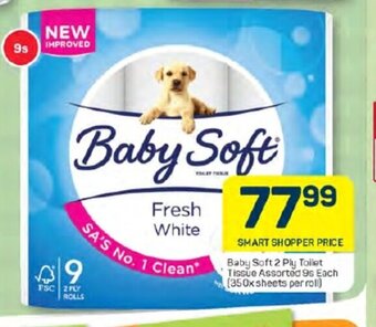Pick n Pay Baby Soft 2 Ply Toilet Tissue Assorted 9s Each (350x sheets per roll) offer