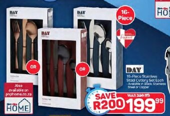 Pick n Pay 16-Piece Stainless Stool Cutlery Set Each Available in Black Stainless Steel or Copper offer