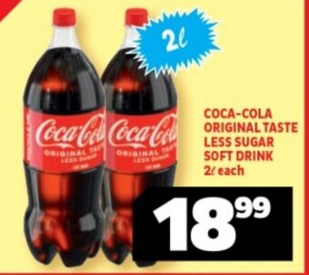 COCA-COLA ORIGINAL TASTE LESS SUGAR SOFT DRINK 2L each