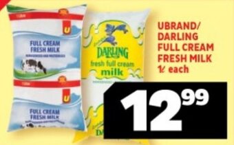 Usave UBRAND/ DARLING FULL CREAM FRESH MILK 1L each offer