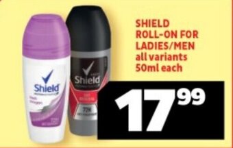 Usave SHIELD ROLL-ON FOR LADIES/MEN all variants 50ml each offer