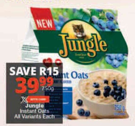 Jungle Instant Oats All Variants Each offer at Checkers