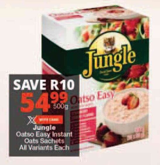 Jungle Oatso Easy Instant Oats Sachets All Variants Each offer at Checkers