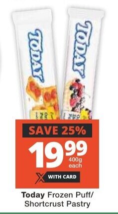 Checkers Today Frozen Puff/ Shortcrust Pastry offer
