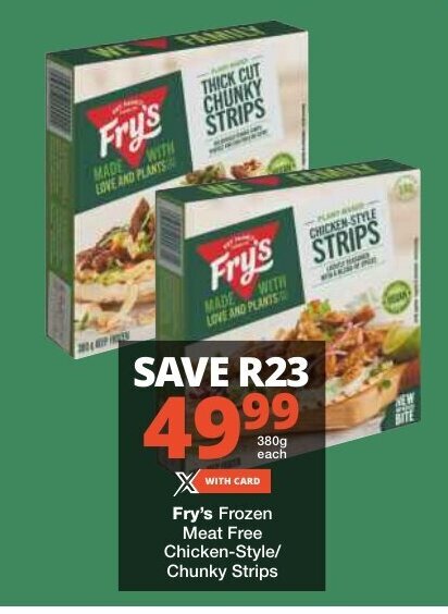 Fry's Frozen Meat Free Chicken-Style/ Chunky Strips offer at Checkers