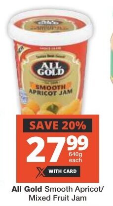 Checkers All Gold Smooth Apricot/ Mixed Fruit Jam offer