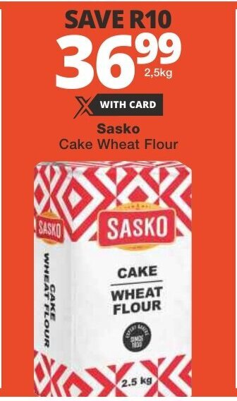 Checkers SASKO CAKE WHEAT FLOUR 2.5kg offer
