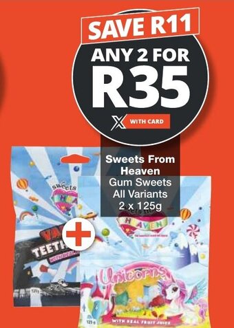 Sweets From Heaven Gum Sweets All Variants 2 x 125g offer at Checkers