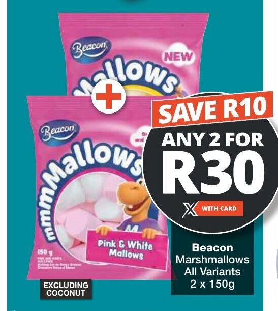 Beacon Marshmallows All Variants 2 x 150g offer at Checkers