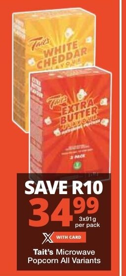Checkers Tait's Microwave Popcorn All Variants offer