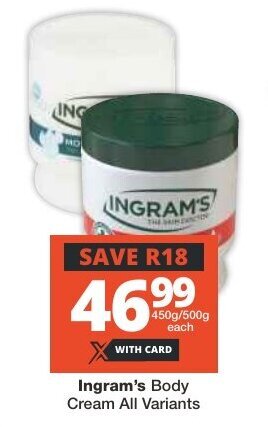 Checkers Ingram's Body Cream All Variants offer