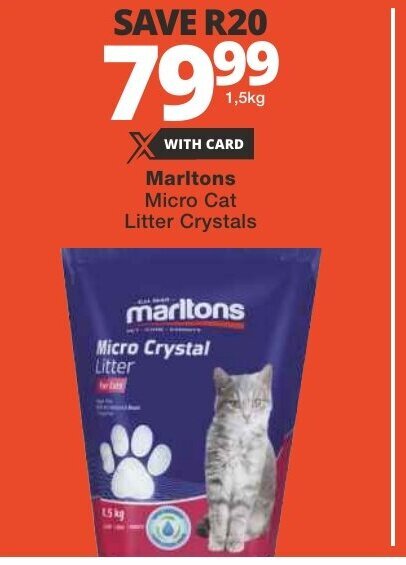 Marltons Micro Cat Litter Crystals offer at Checkers