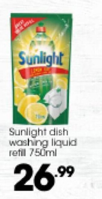 Super Save Sunlight Dish Washing Liquid Refill 750ml offer