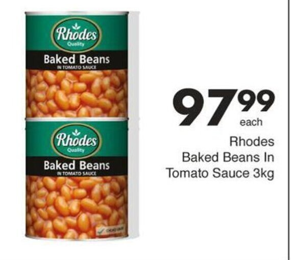 Rhodes Baked Beans In Tomato Sauce 3kg offer at Save Hyper