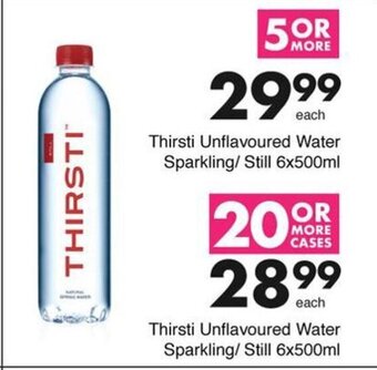 Thirsti Unflavoured Water Sparkling/Still 6x500ml