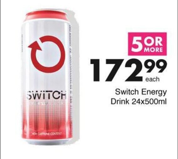 Switch Energy Drink 24x500ml offer at Save Hyper
