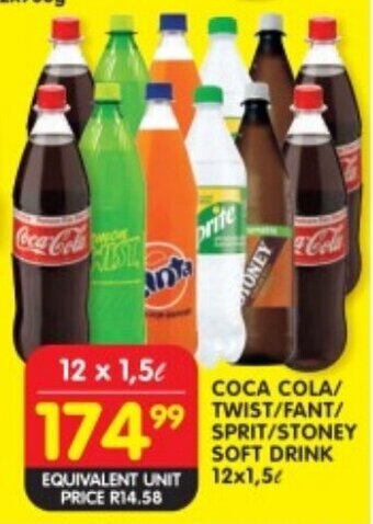 Shoprite COCA COLA/ TWIST/FANT/ SPRIT/STONEY SOFT DRINK 12x1.5L offer