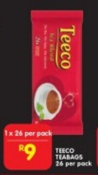 Shoprite TEECO TEABAGS 26 per pack offer