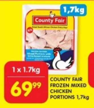 Shoprite COUNTY FAIR FROZEN MIXED CHICKEN PORTIONS 1.7kg offer