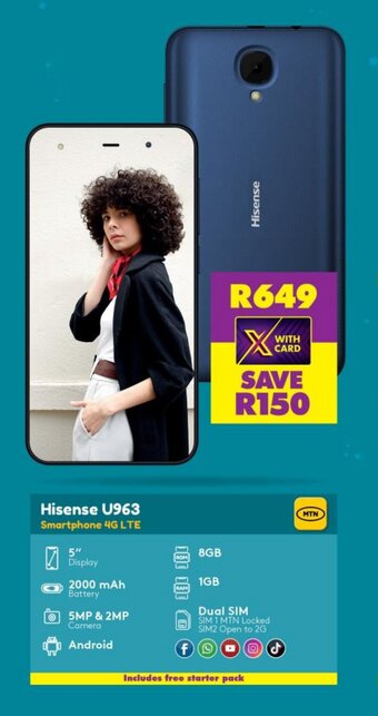 Shoprite Hisense U963 Smartphone 4G LTE offer
