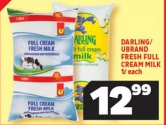 DARLING/ UBRAND FRESH FULL CREAM MILK 1L each