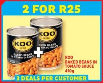 Usave KOO BAKED BEANS IN TOMATO SAUCE 410g offer