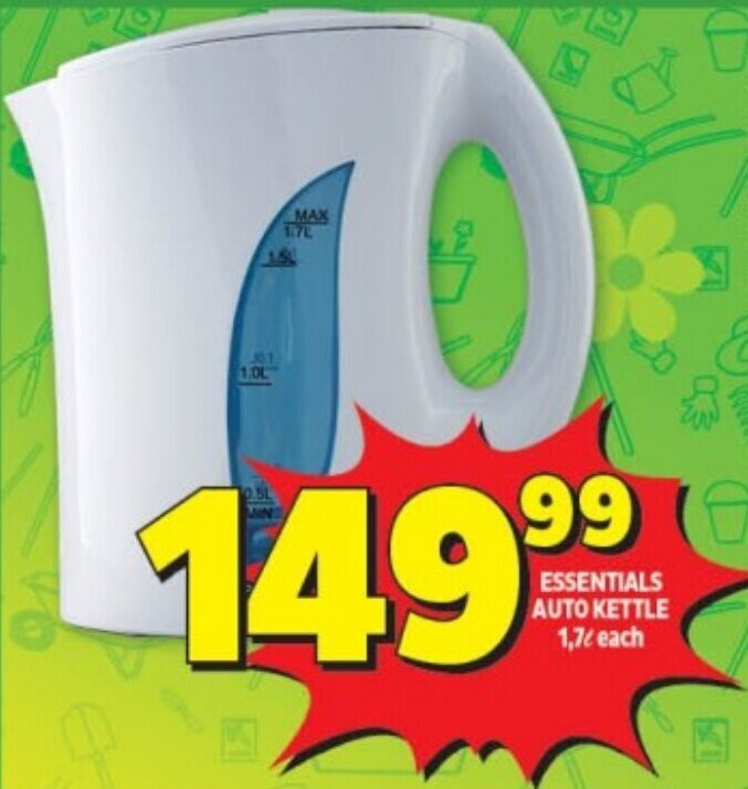 ESSENTIALS AUTO KETTLE 1,7L each offer at Usave