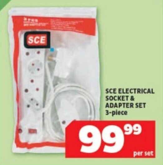 SCE ELECTRICAL SOCKET & ADAPTER SET 3piece offer at Usave