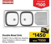 Builders Warehouse Franke double bowl sink pln621 offer