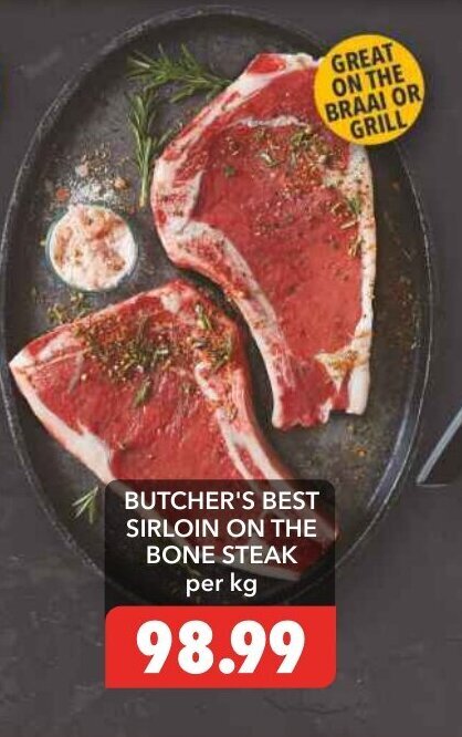 Butcher's Best Sirloin On The Bone Steak Per Kg Offer At Shoprite