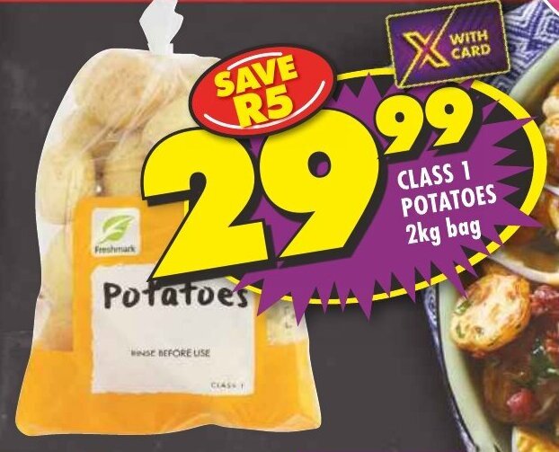 CLASS 1 POTATOES 2kg bag offer at Shoprite
