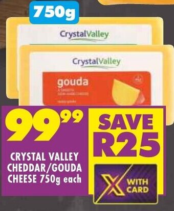 Shoprite CRYSTAL VALLEY CHEDDAR/GOUDA CHEESE 750g each offer