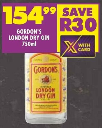 Shoprite GORDON'S LONDON DRY GIN 750ml offer