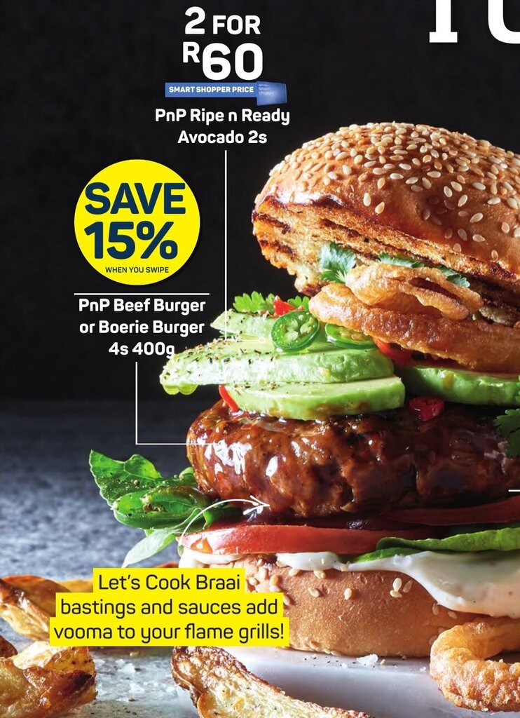 PnP Ripe n Ready Avocado 2s, PnP Beef Burger or Boerie Burger 4s 400g ...