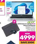 Game Acer a315 celeron laptop plus sleeve & mouse offer
