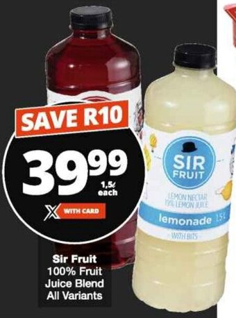 Checkers Sir Fruit 100% Fruit Juice Blend All Variants offer