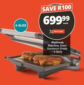 Checkers Platinum Stainless Steel Sandwich Press 4-Slice offer