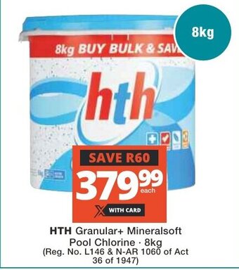 Checkers HTH Granular+ Mineralsoft Pool Chlorine 8kg offer
