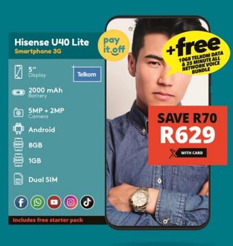 Checkers Hisense U40 Lite Smartphone 3G offer