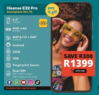 Checkers Hisense E32 Pro Smartphone 4G LTE offer