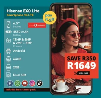 Checkers Hisense E60 Lite Smartphone 4G LTE offer