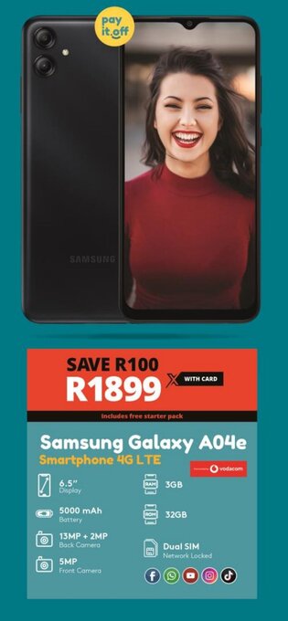 Checkers Samsung Galaxy A04e Smartphone 4G LTE offer