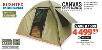 Checkers Bushtec Nomad Canvas Tent 3m x 3m offer