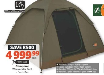 Checkers Campmor Weekender Tent 3m x 3m offer