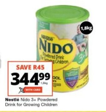 Checkers Nestlé Nido 3+ Powdered Drink for Growing Children offer