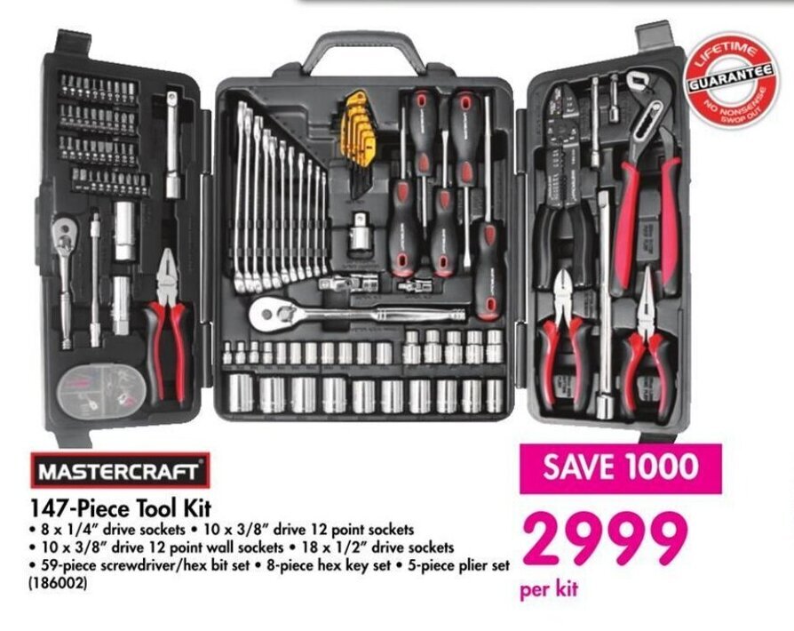MASTERCRAFT 147Piece Tool Kit offer at Makro